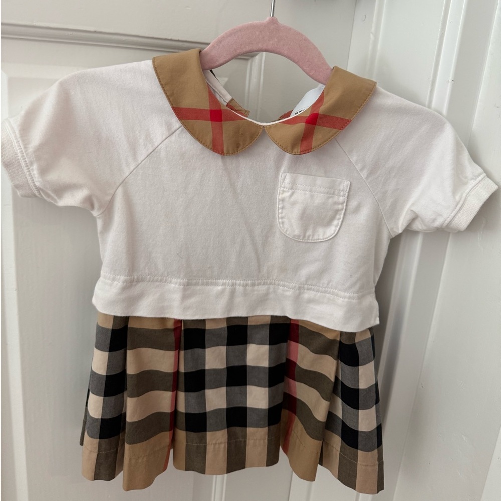 Burberry White and Tan Plaid Kids Shirt